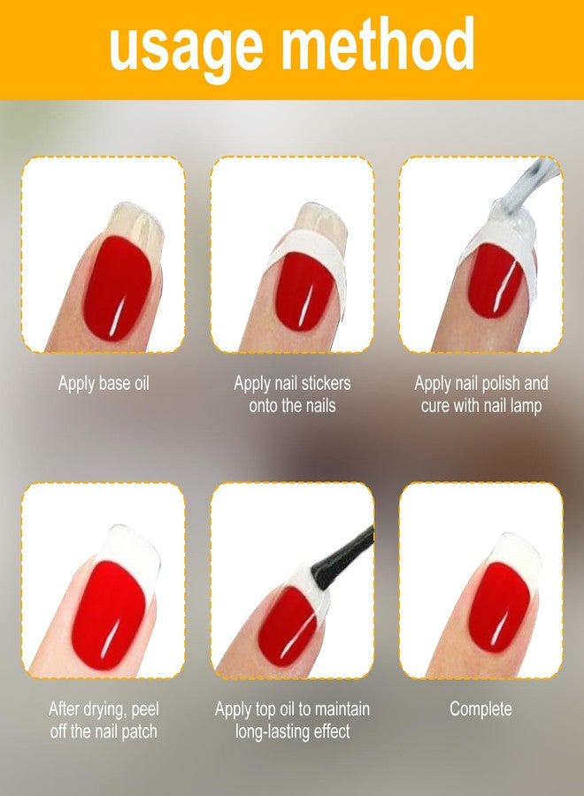 Pretwad 24 Sheets French Manicure Nail Stickers - 1152 Pcs Self-Adhesive White Tip Guides & Moon Stencils, Self Adhesive French Tip Stickers Guide, Half Moon Shaped Nail Guides Strip for Decoration DIY Tool - Image 4